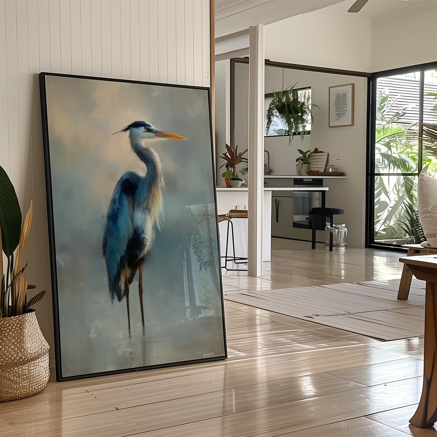 Heron Waits In Misty Blue