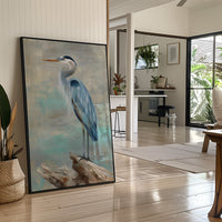 Blue Stillness On Driftwood Perch