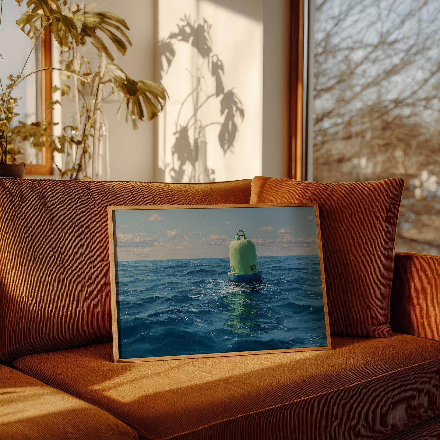 Solitary Buoy Marks Azure Depths
