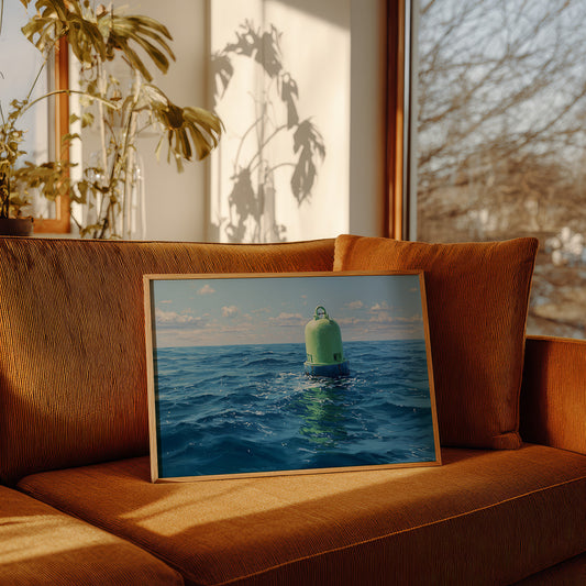 Solitary Buoy Marks Azure Depths