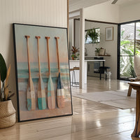 Coastal Oars Rest Between Tides