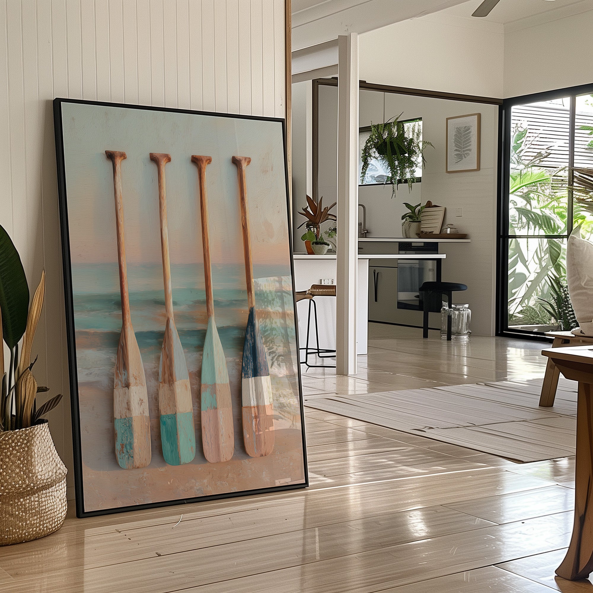 Coastal Oars Rest Between Tides