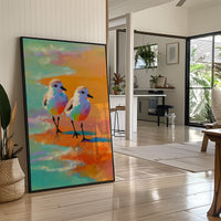 Pastel Shorebirds Walk Together