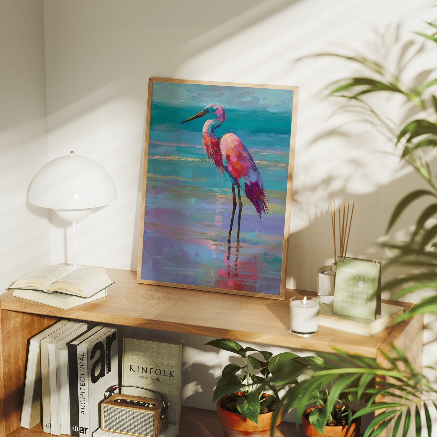 Flamingo Whispers Against Teal Tides