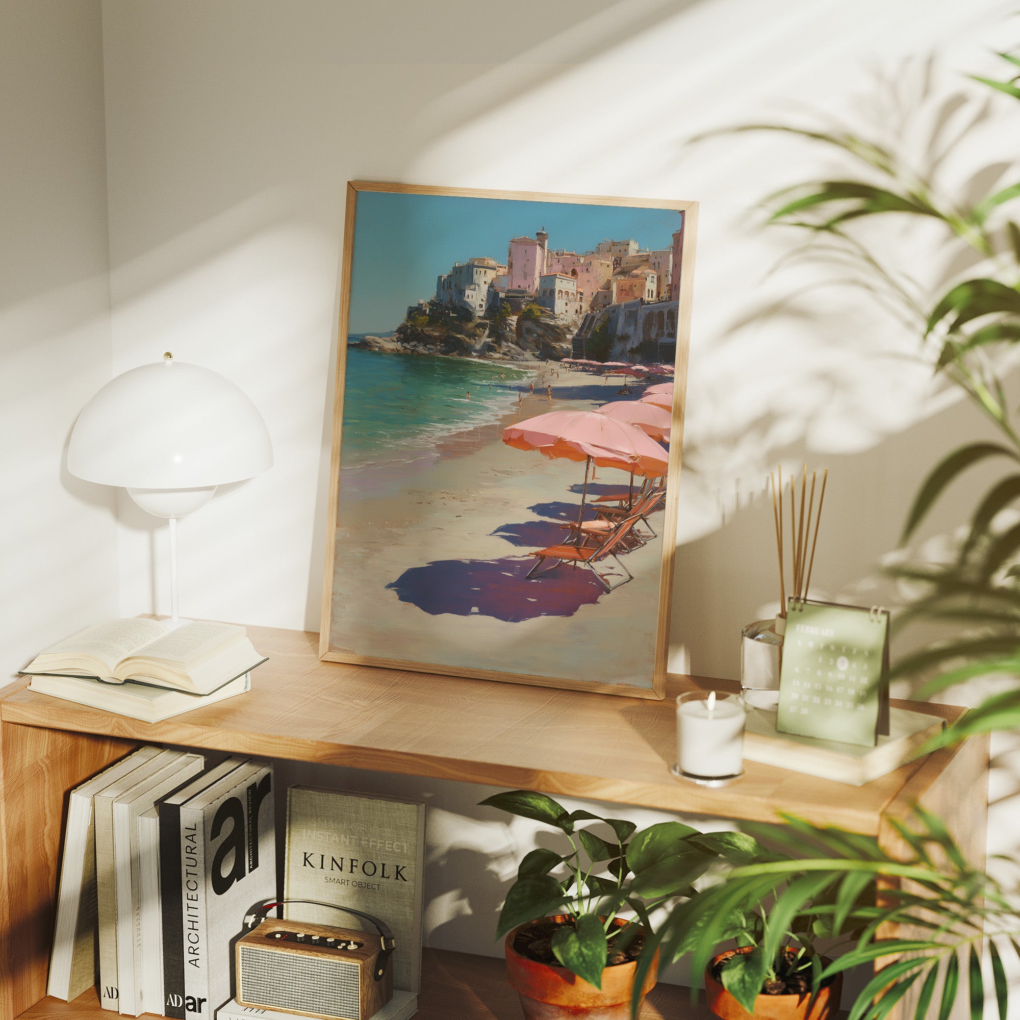 Coral Parasols Guard Mediterranean Dreams