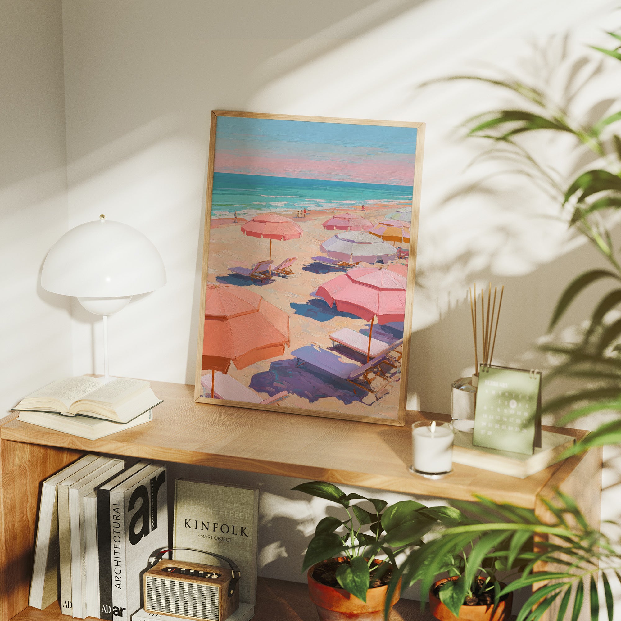 Pastel Parasols Dot Golden Shores