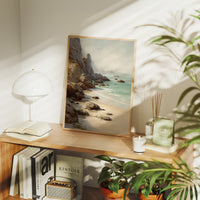 Coastal Whispers Against Rugged Stone