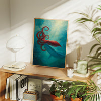 Crimson Tentacles Meet Azure Depths