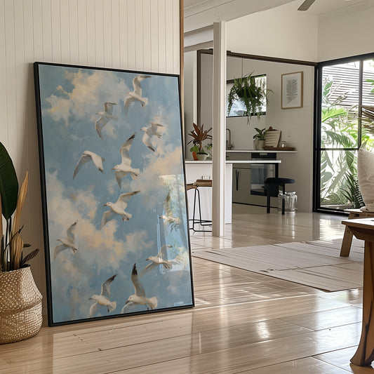 Seagulls Traverse Azure Freedom