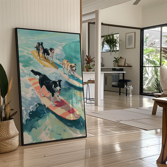 Surfboard Symphony: Canine Wave Riders