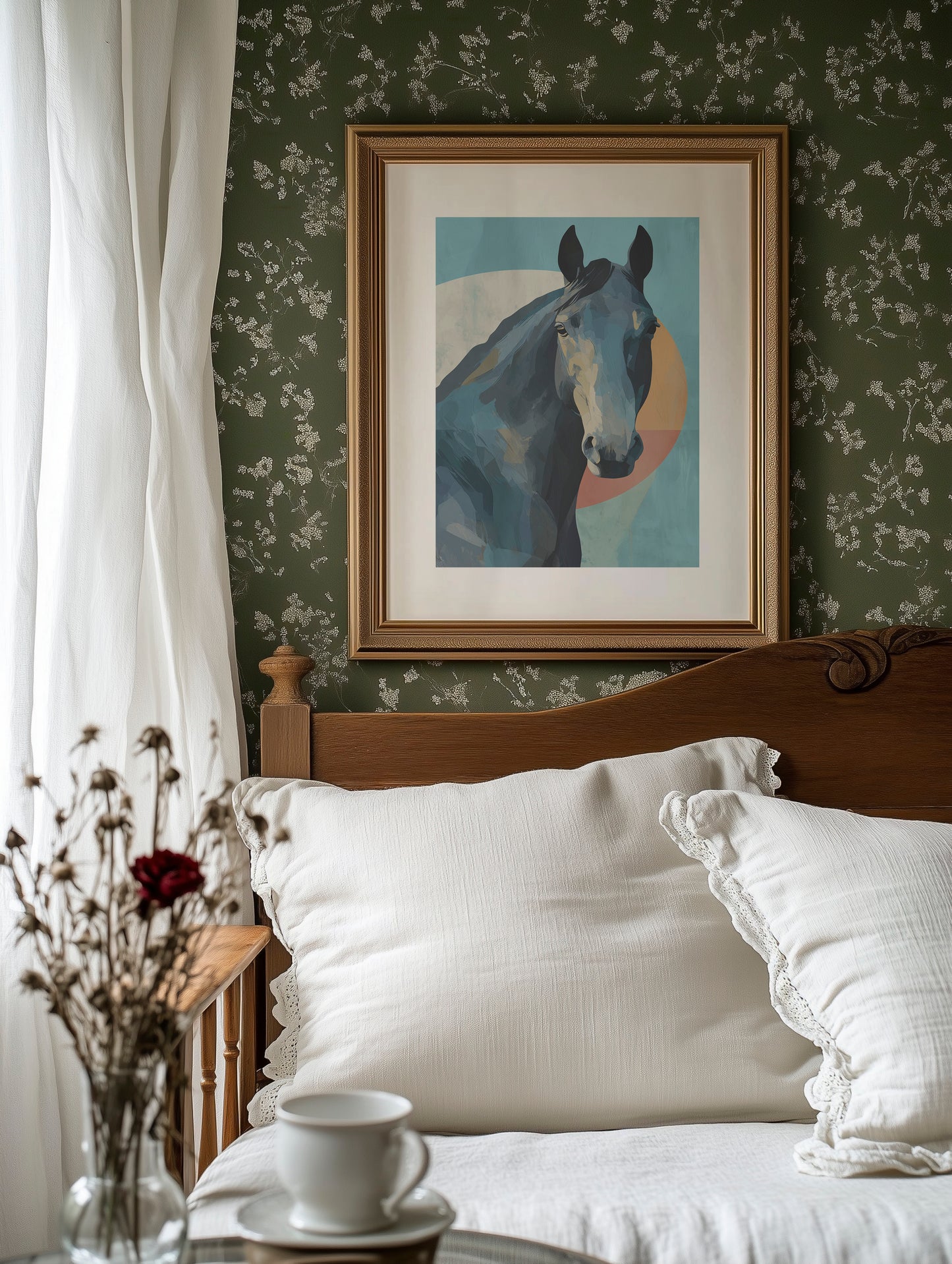 Equine Geometry: Portrait in Teal and Amber