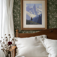 Solitary Wanderer Beneath Violet Peaks