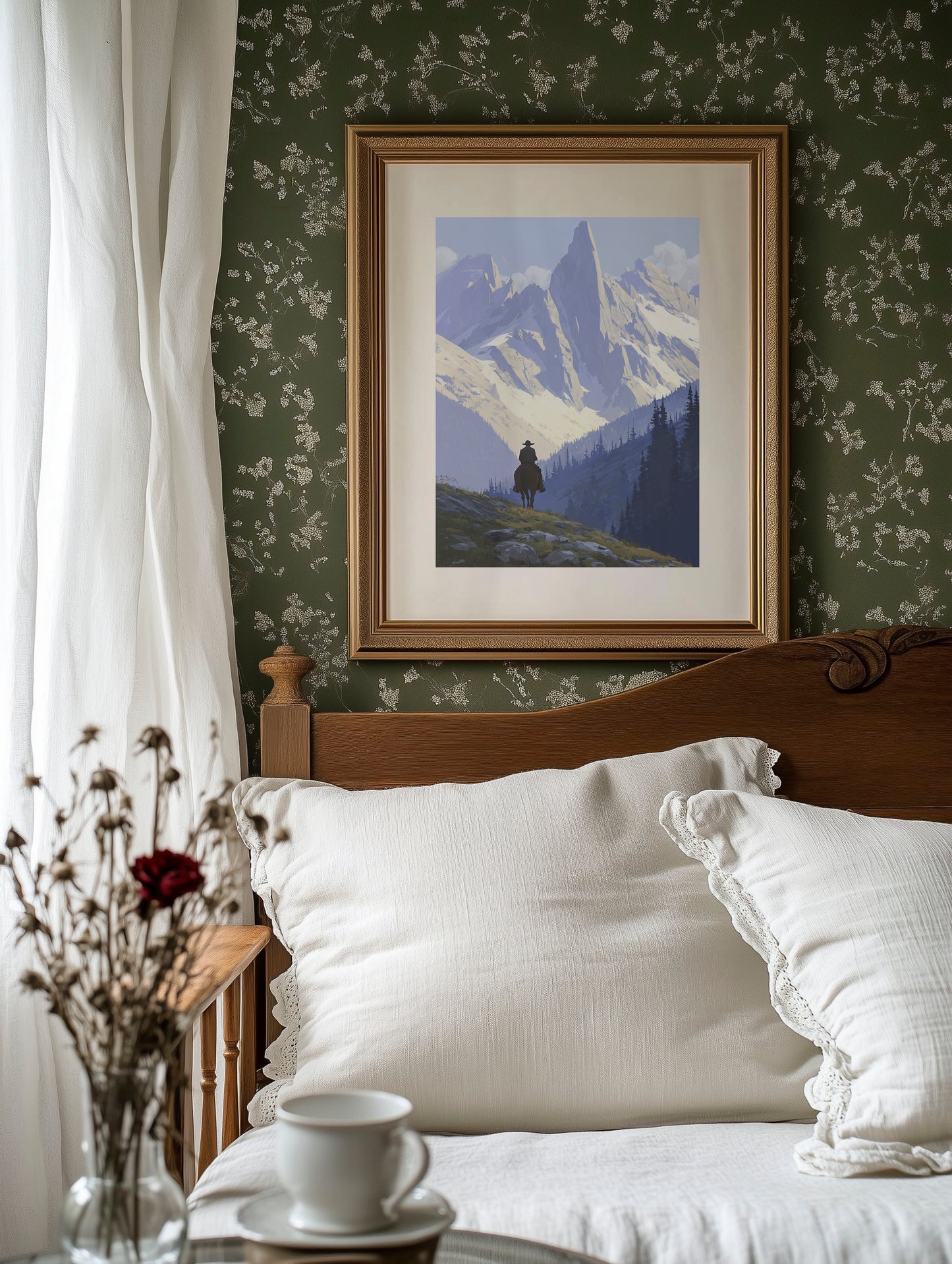 Solitary Wanderer Beneath Violet Peaks
