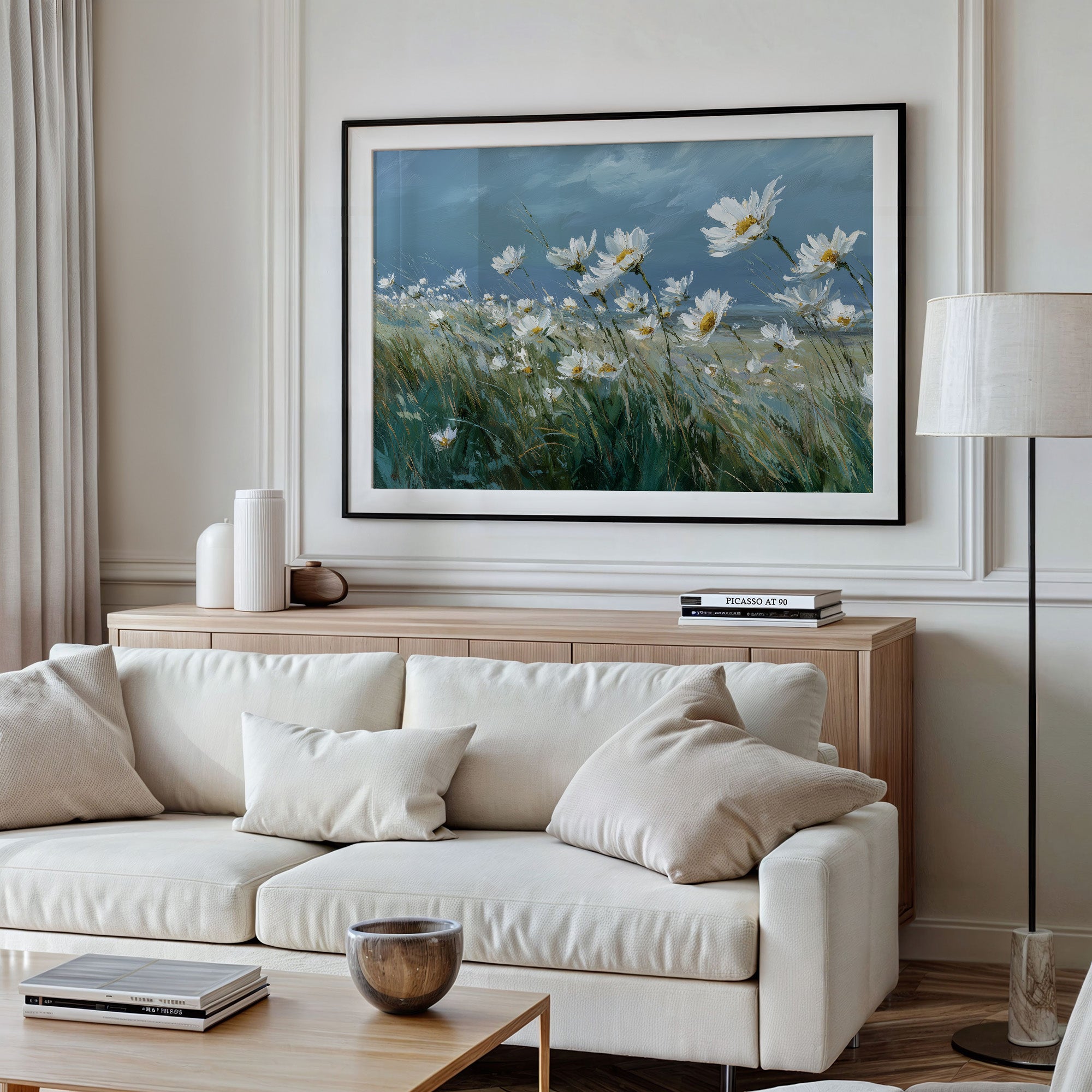 Coastal Daisies Dance Against Stormy Skies