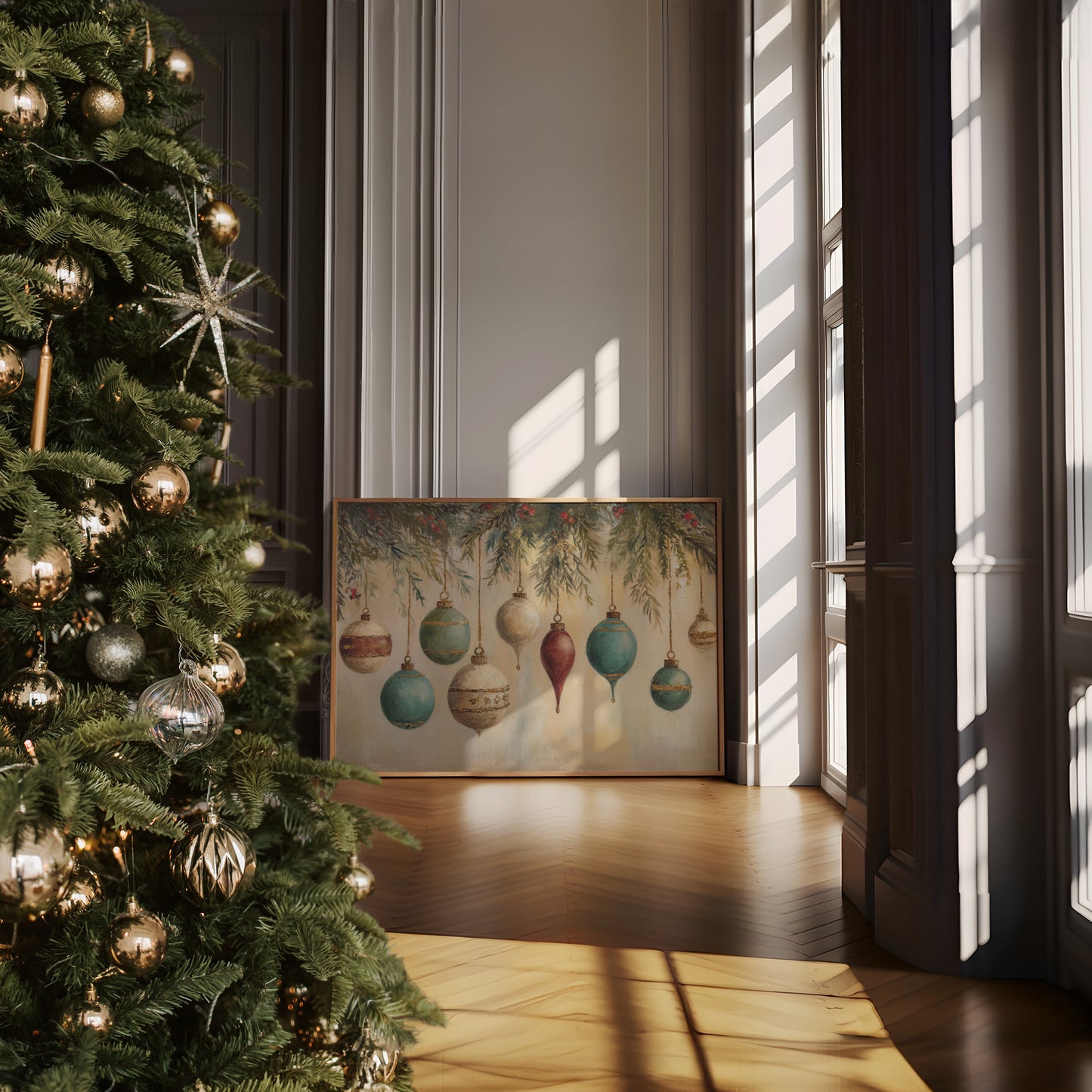 Evergreen Symphony of Vintage Ornaments