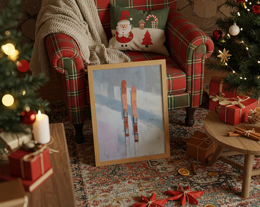 Alpine Duet: Copper Skis at Rest