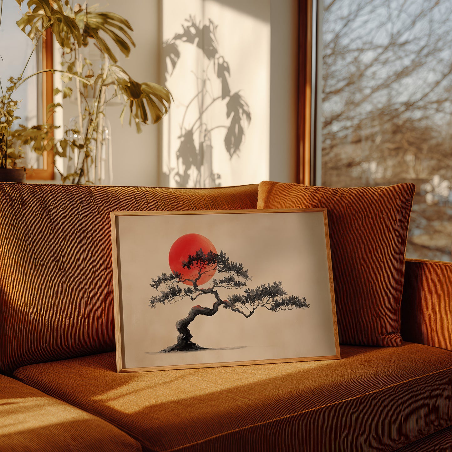 Crimson Harmony: Bonsai Beneath Blood Moon