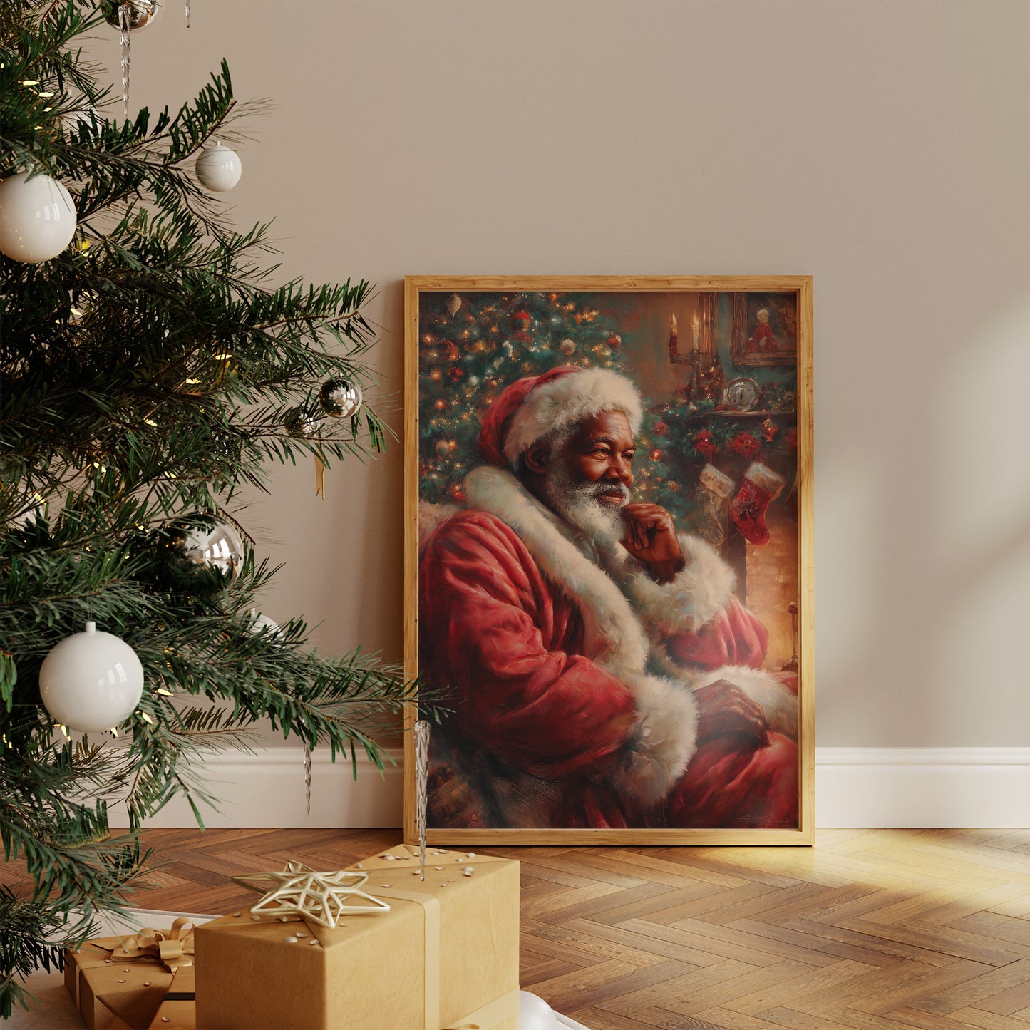 Yuletide Reflections in Crimson and Pine