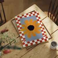 Checkered Borders Frame Golden Bloom