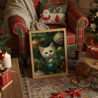 Curious Whiskers Among Festive Boughs