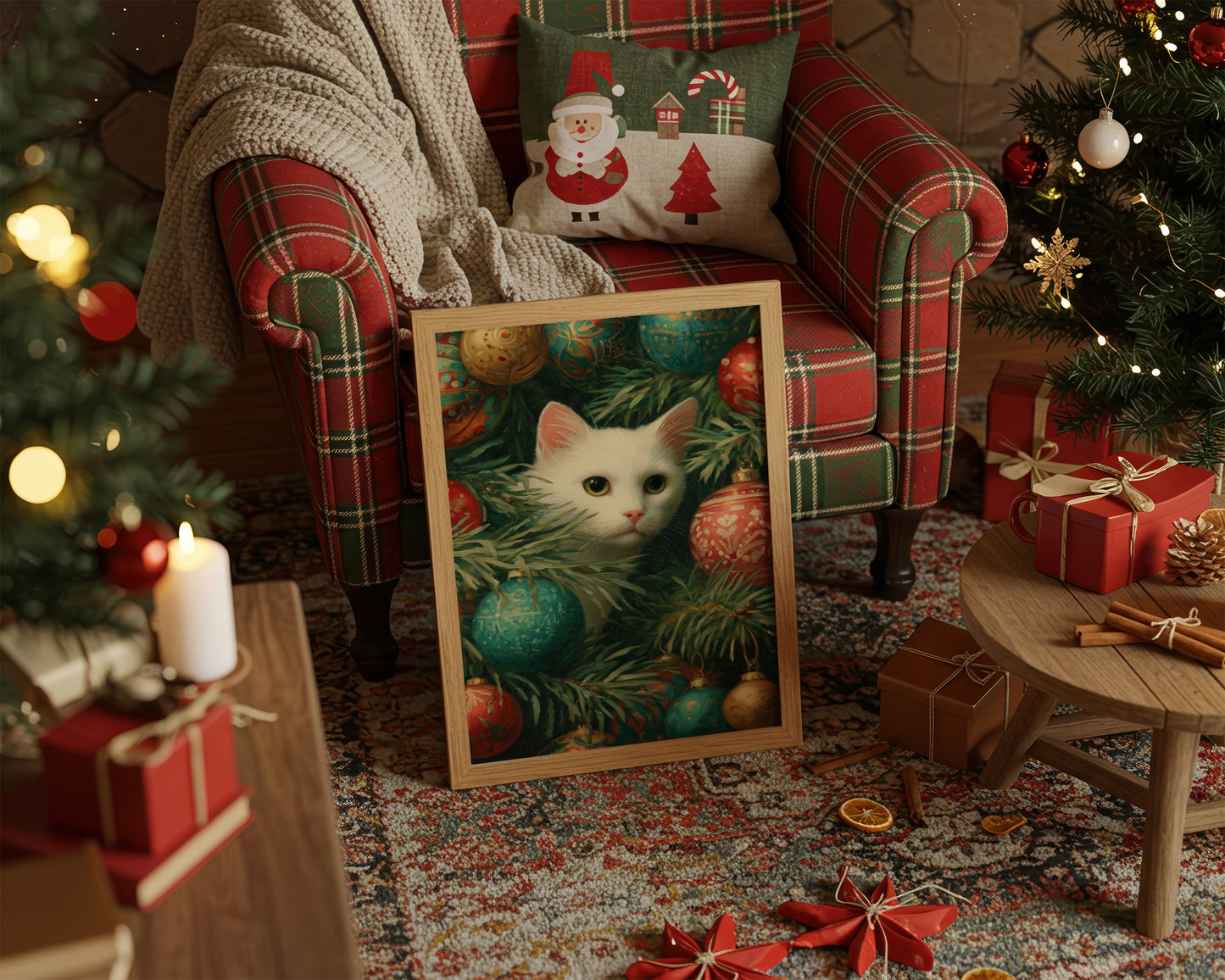 Yuletide Curiosity Among Evergreen Boughs