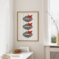 Zebra Kisses Adorned with Crimson Bows