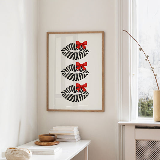 Zebra Kisses Adorned with Crimson Bows