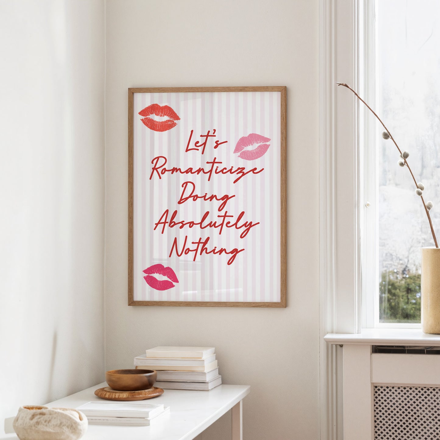 Crimson Confessions Against Pastel Stripes