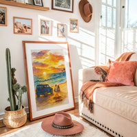 Beachside Memories Under Fire Sky