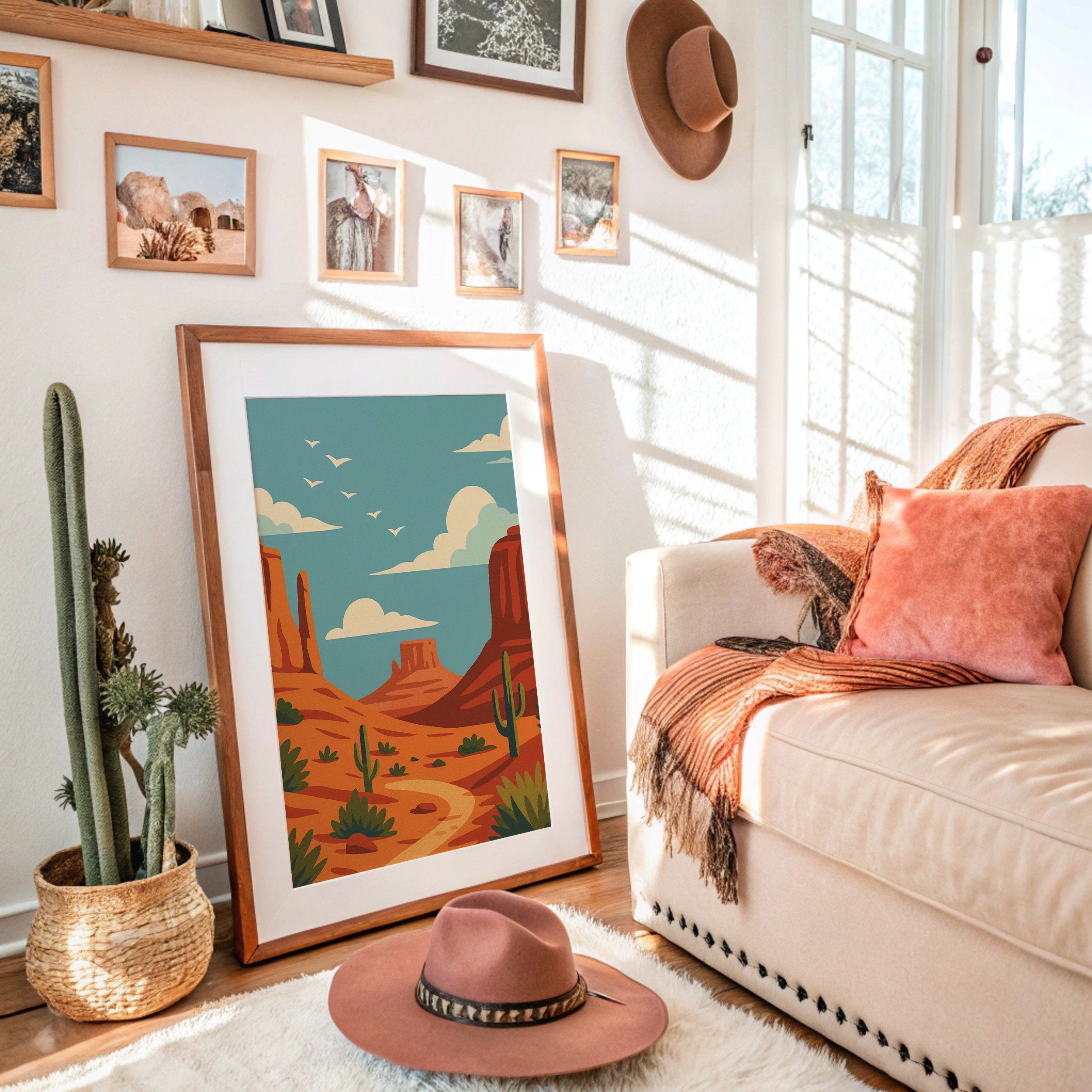 Birds Soar Over Rusty Mesas