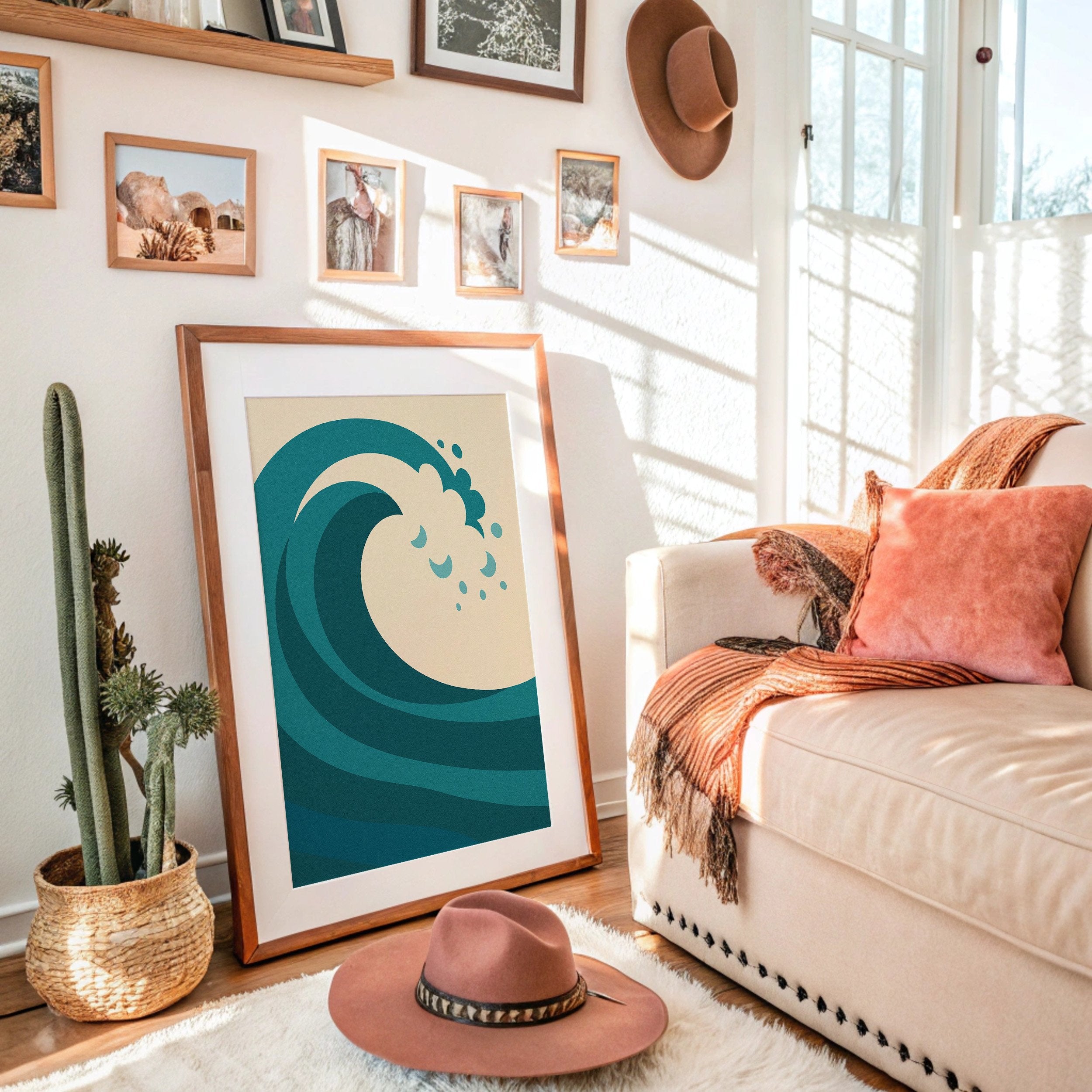 Teal Curl Meets Desert Calm