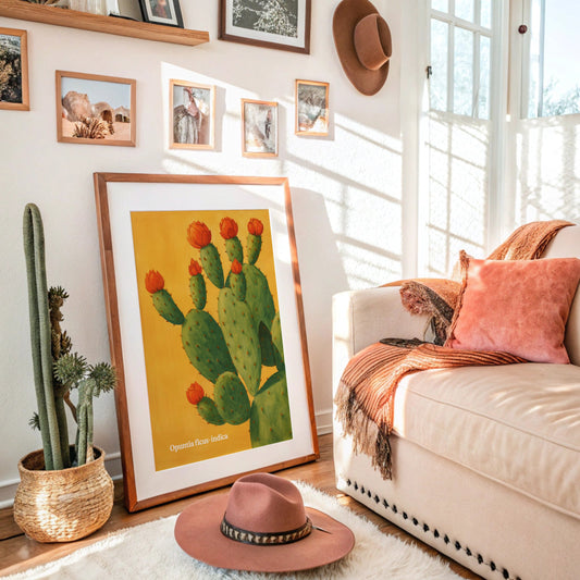 Desert Bloom Against Golden Sky