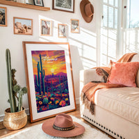 Desert Blooms Under Fiery Skies