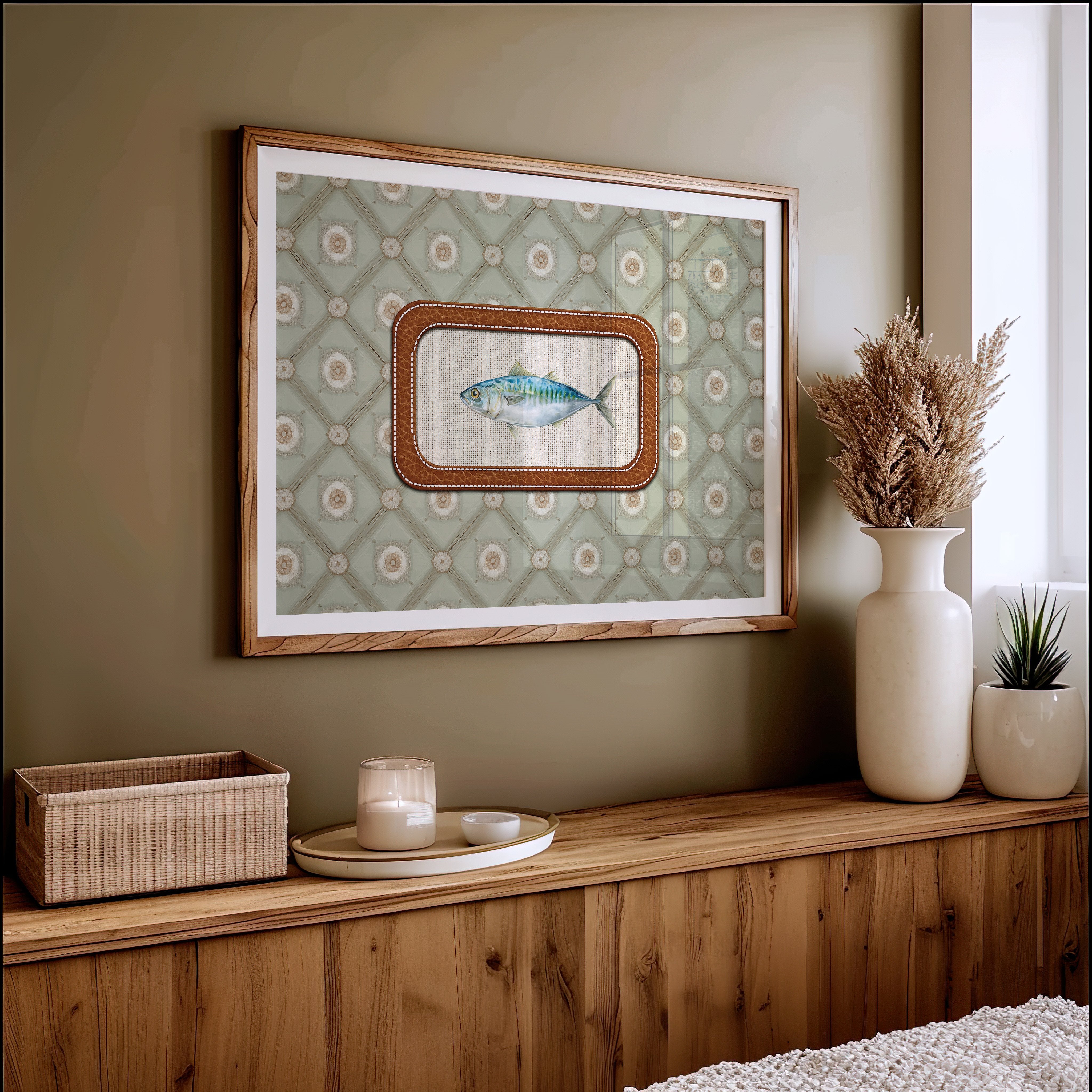 Coastal Memory In Leather Frame