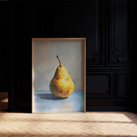 Golden Pear Against Midnight Walls