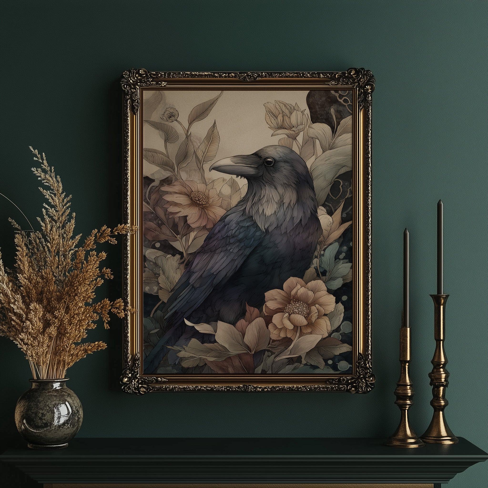 Raven Among Faded Blooms
