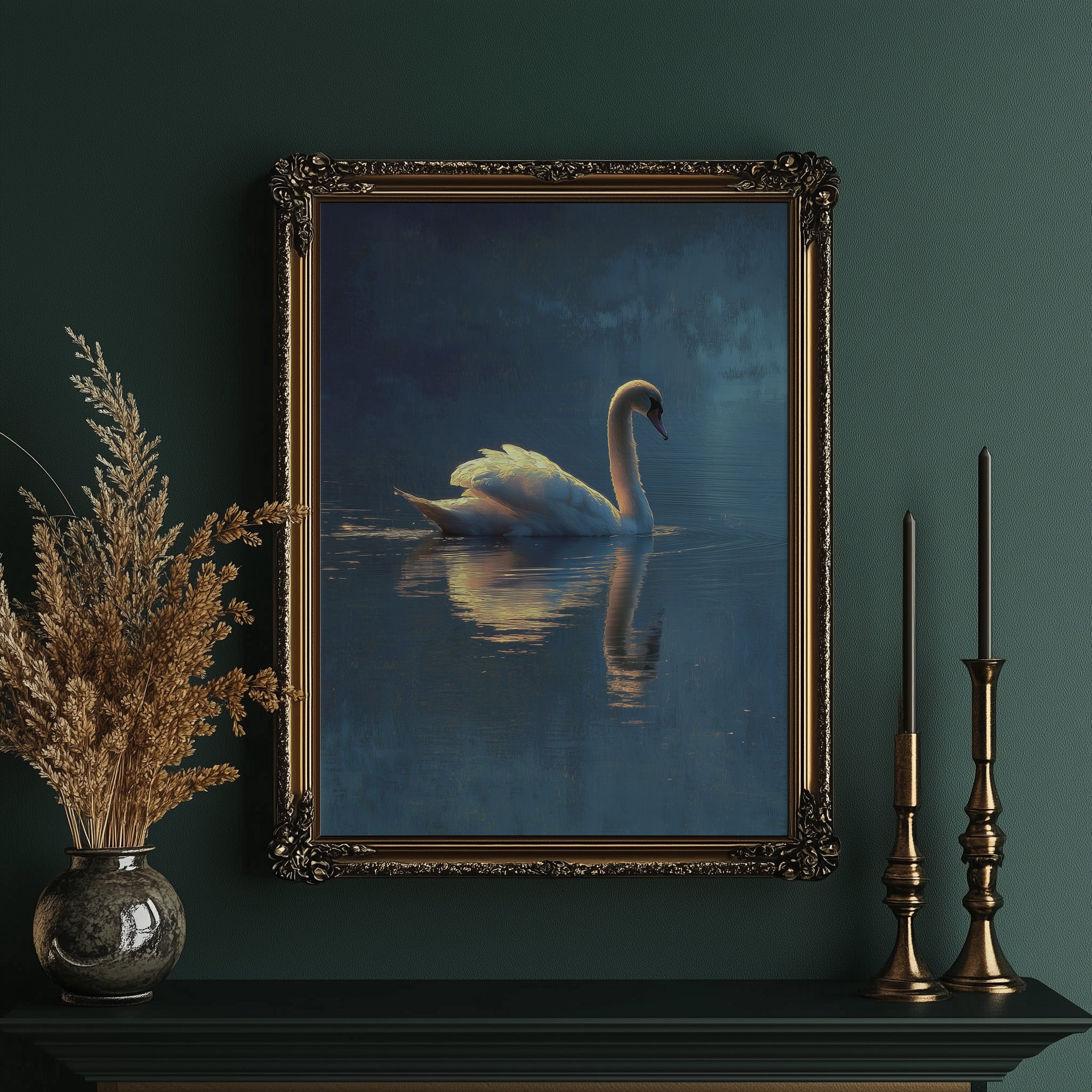 Swan Glides Through Golden Hour