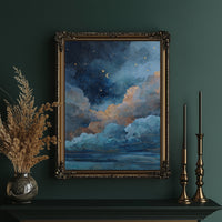 Midnight Oceans Meet Golden Clouds