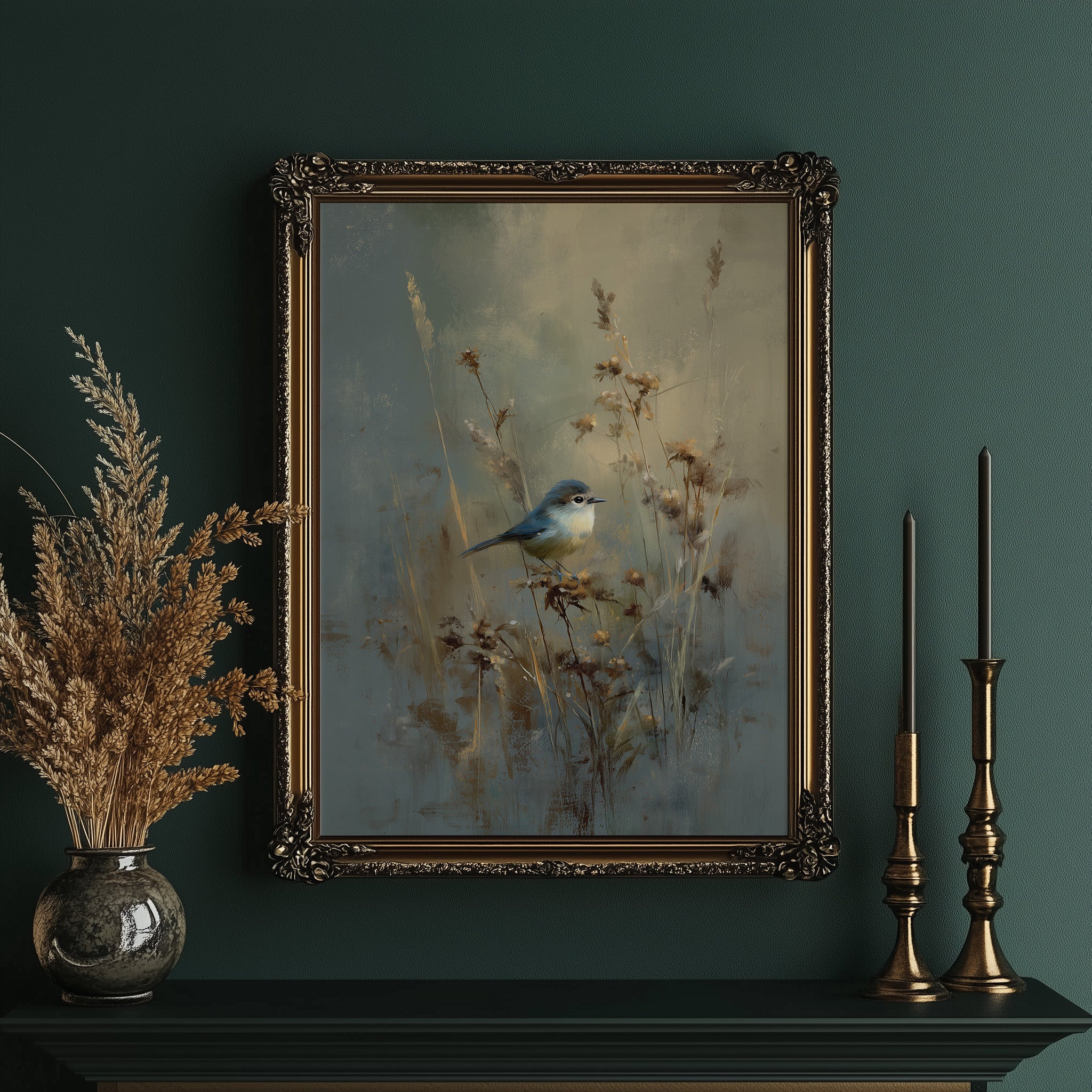 Blue Singer Among Autumn Reeds