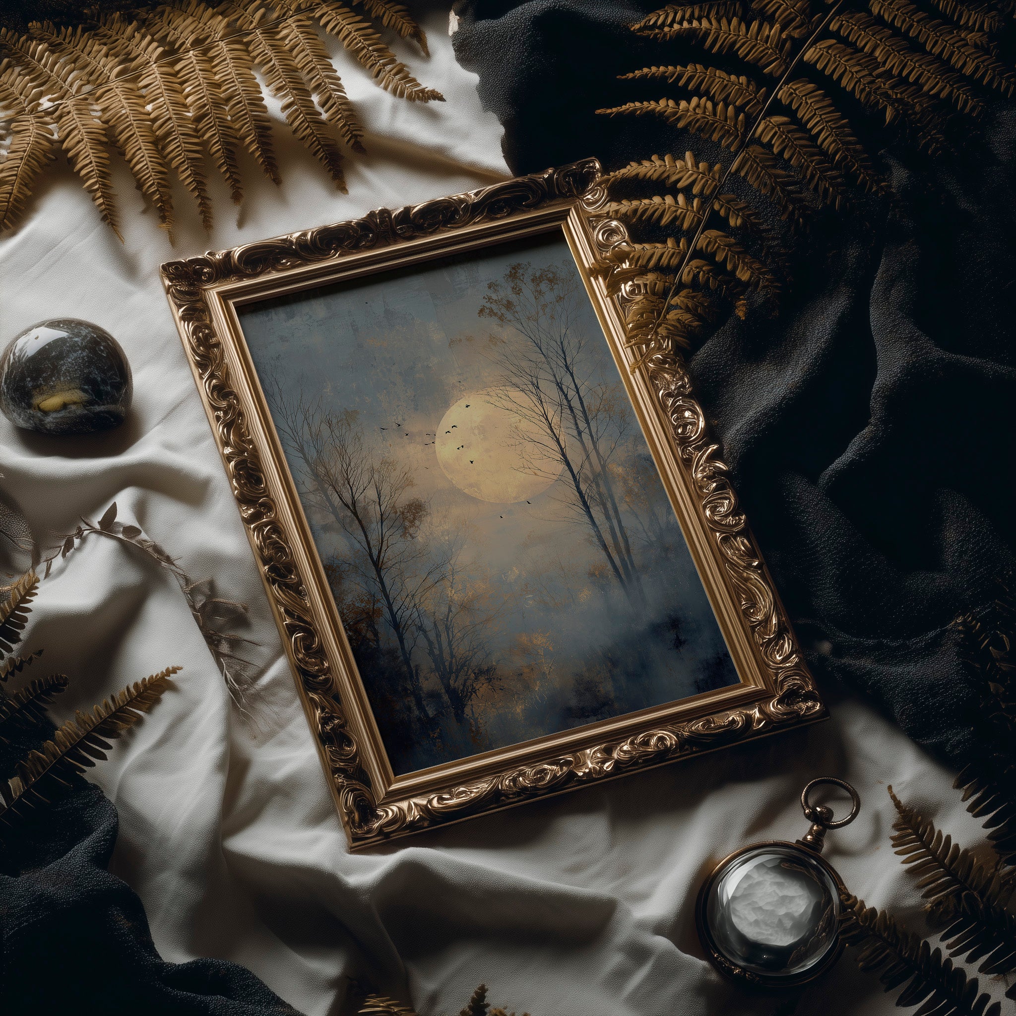 Birds Circle The Winter Moon