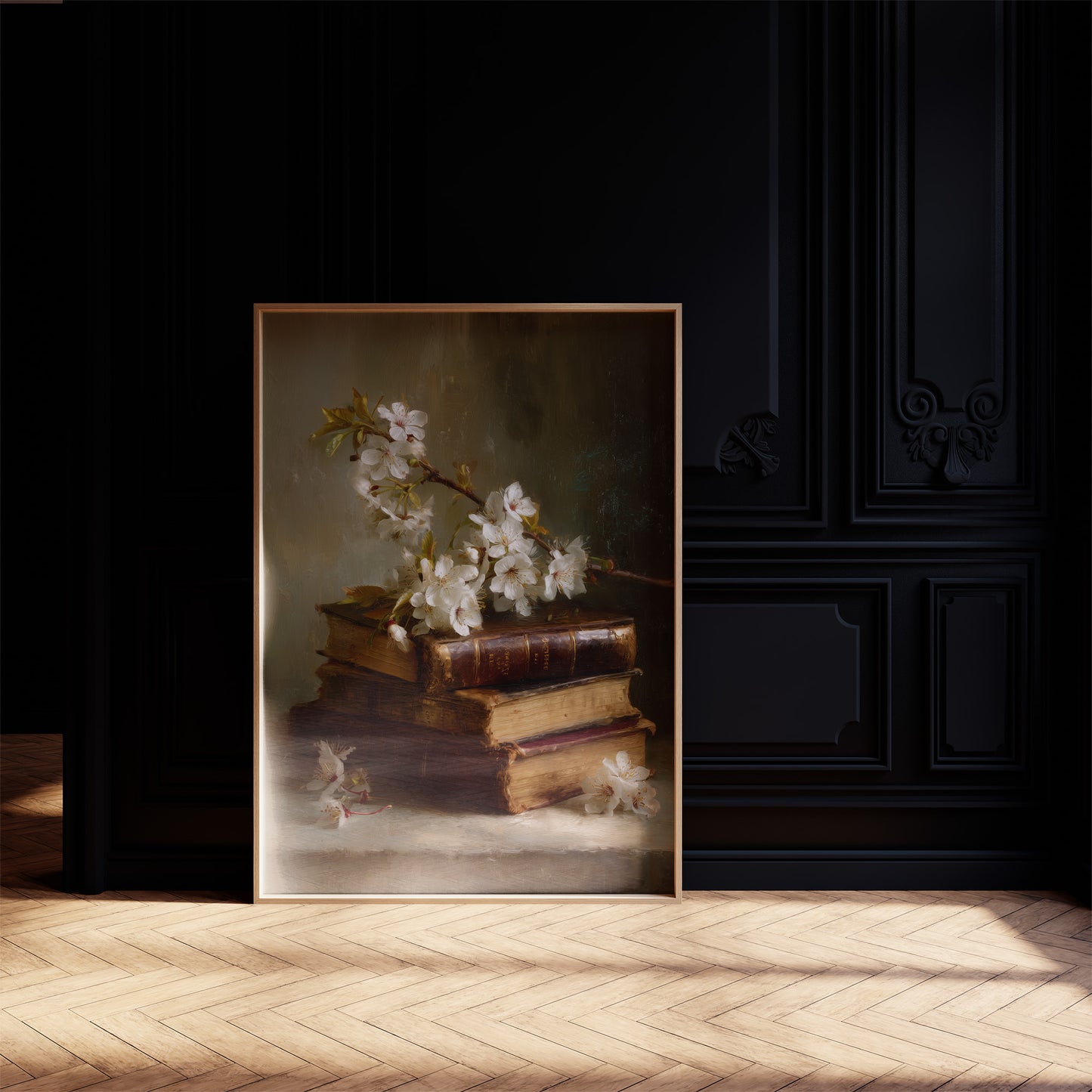 Blossoms Rest On Vintage Tomes