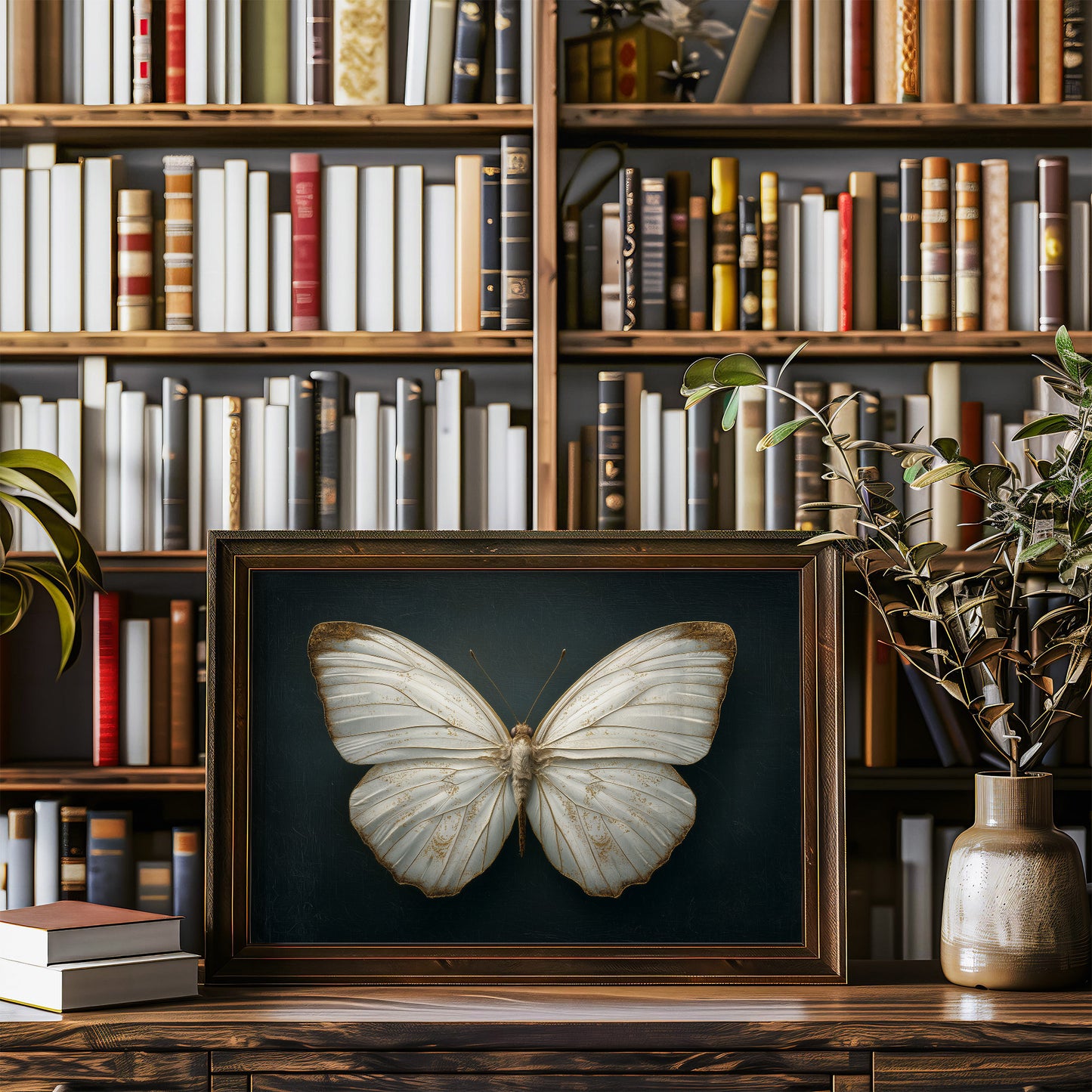 Ivory Wings Against Midnight Blue