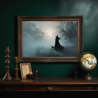 Fog Bound Witch Walks Midnight Path