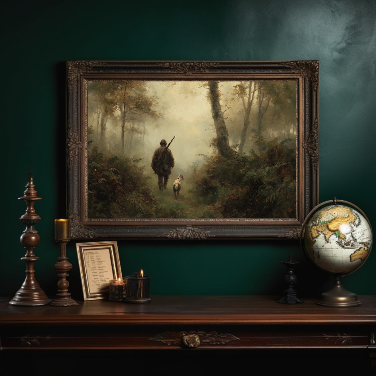 Huntsman's Path Through Misty Woods