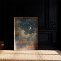 Golden Crescent Through Evening Clouds