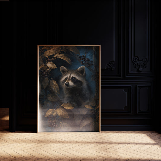 Midnight Visitor Behind Golden Leaves