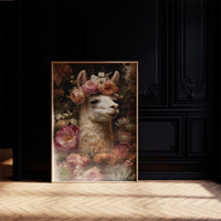 Crowned Llama In Floral Court