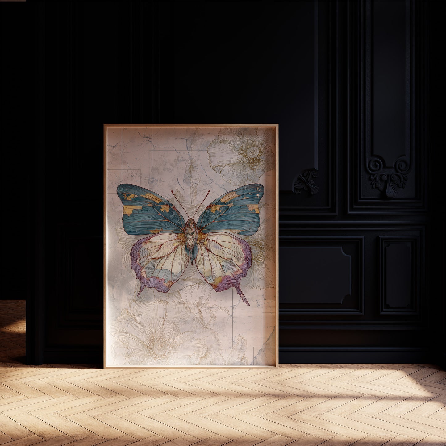 Teal Wings On Vintage Maps