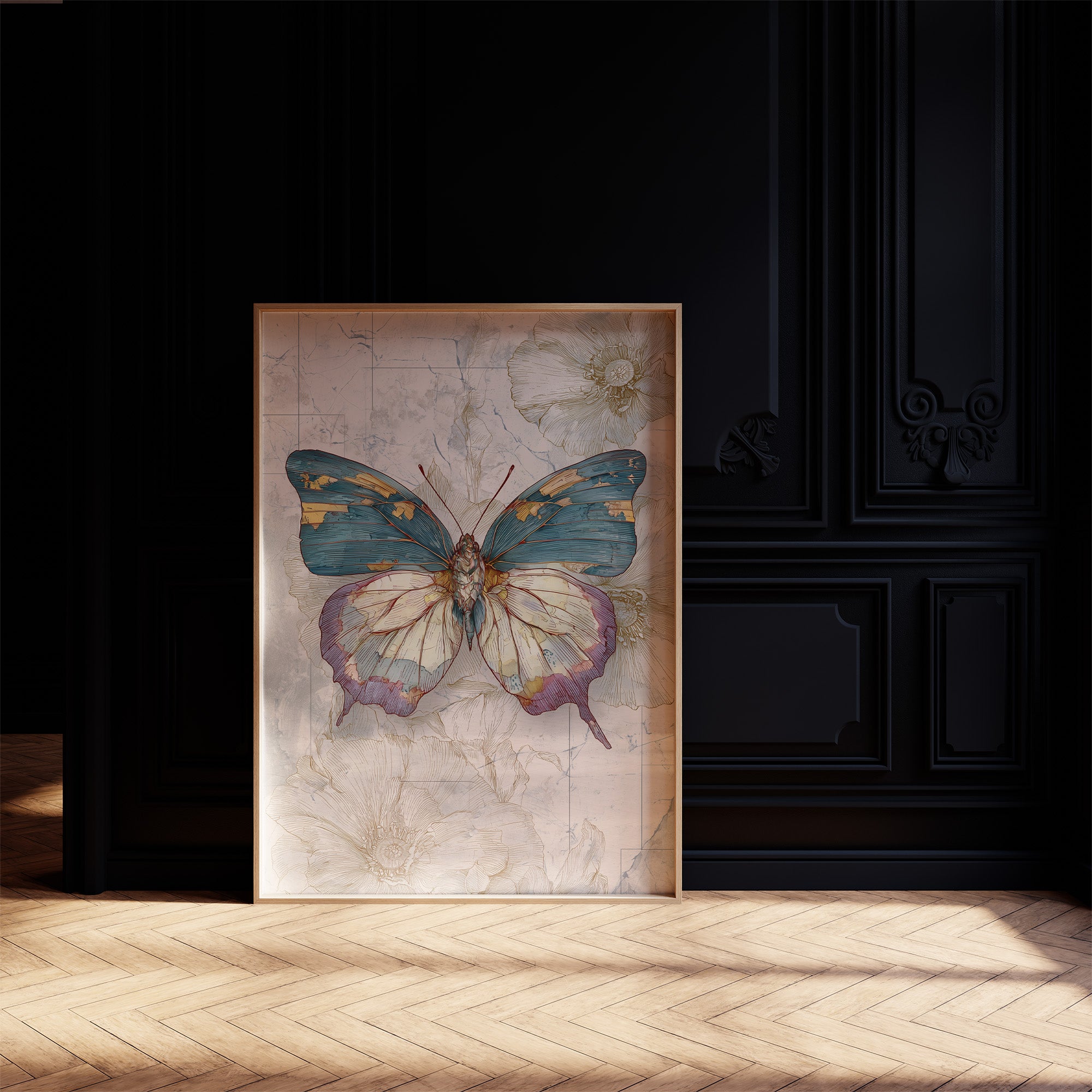 Teal Wings On Vintage Maps