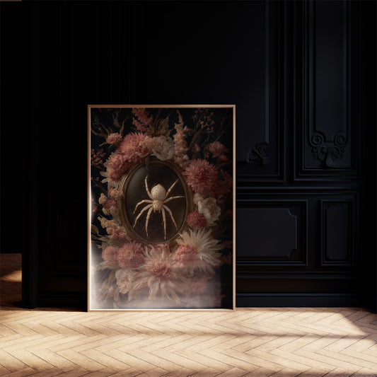 Pale Arachnid Among Blush Blooms